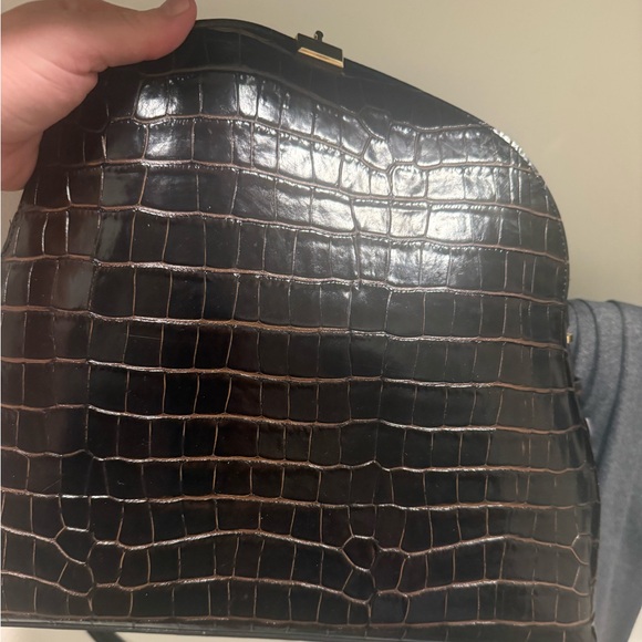 Lightly Used Toteme Brown Croc-Embossed Shoulder Bag - Picture 4 of 10